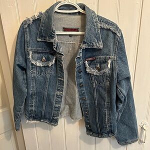 Women's Blue Distressed Jean Jacket by